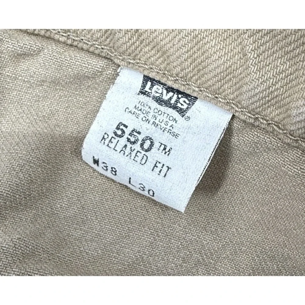 Levi's Jeans Mens 38x30‎ Beige Relaxed Fit Tapered USA Made 90s Vintage 550